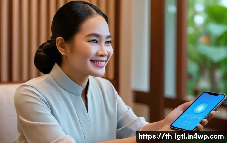 디지털 컴패니언십의 대중화 과정 - A modern Thai living room scene featuring a middle-aged Thai woman interacting with a digital compan...