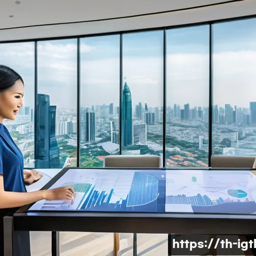 디지털 컴패니언십의 새로운 비즈니스 모델 - A modern Thai digital marketing office scene showing a diverse team of professionals collaborating a...
