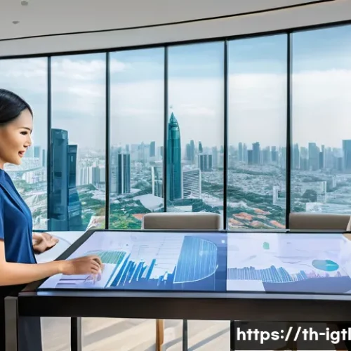 Home 33 디지털 컴패니언십의 새로운 비즈니스 모델 - A modern Thai digital marketing office scene showing a diverse team of professionals collaborating a...