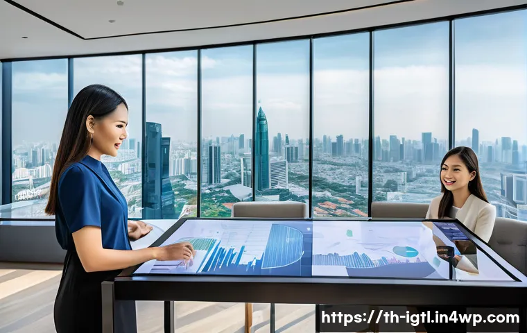 디지털 컴패니언십의 새로운 비즈니스 모델 - A modern Thai digital marketing office scene showing a diverse team of professionals collaborating a...